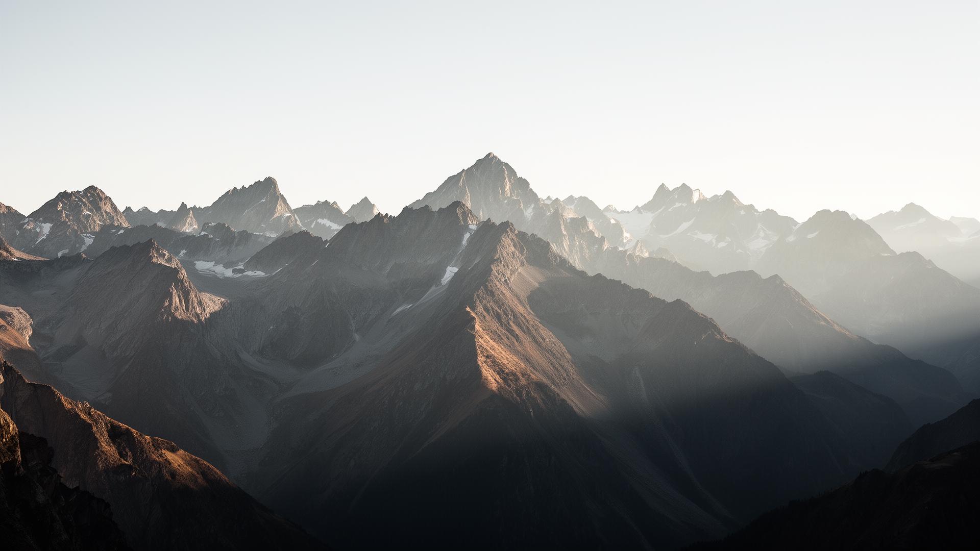 Alpine mountain range at first light